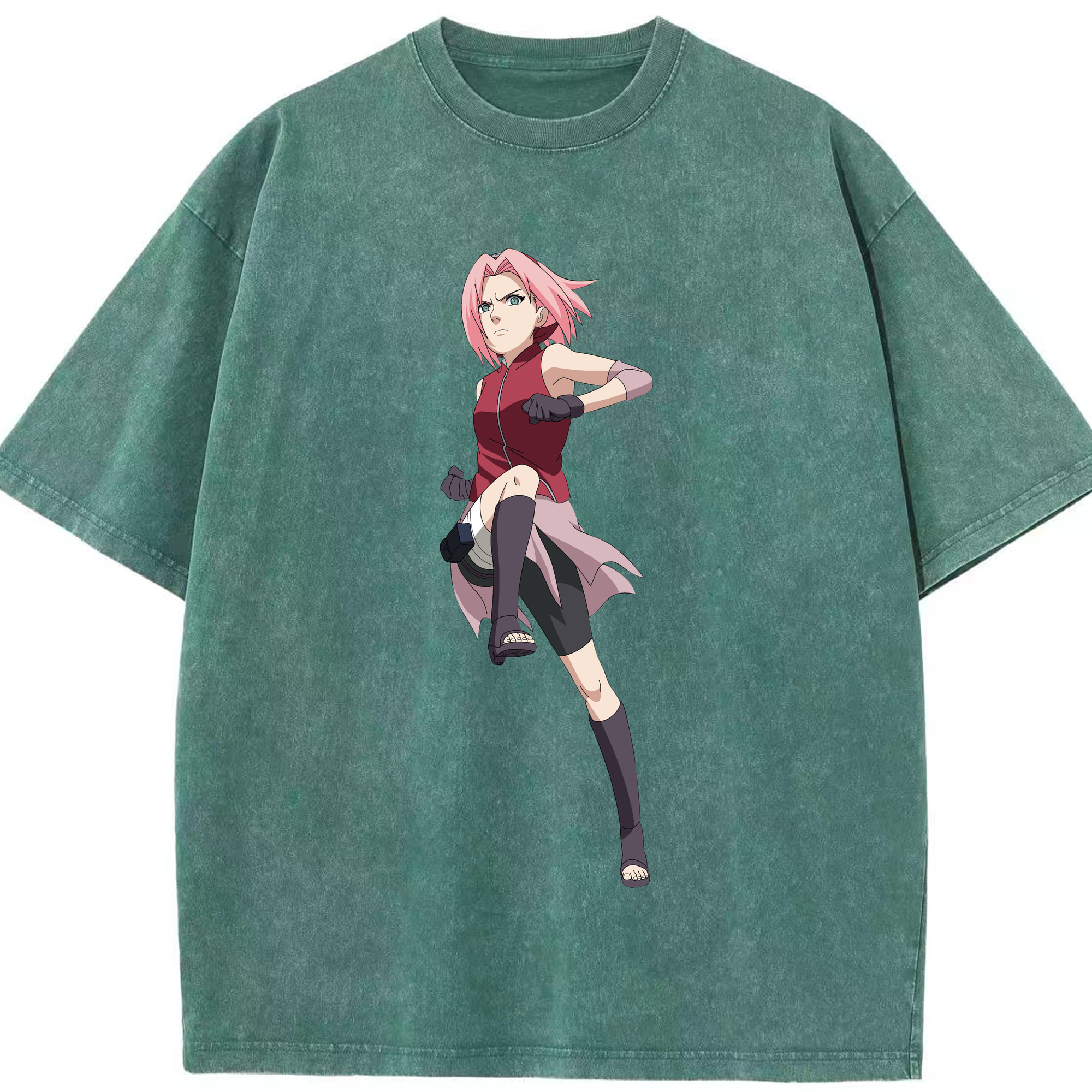（画像用） NARUTO -ナルト- 春野サクラ Haruno Sakura 綿100% ヴィンテージ風 半袖Tシャツ（フロントプリント）
